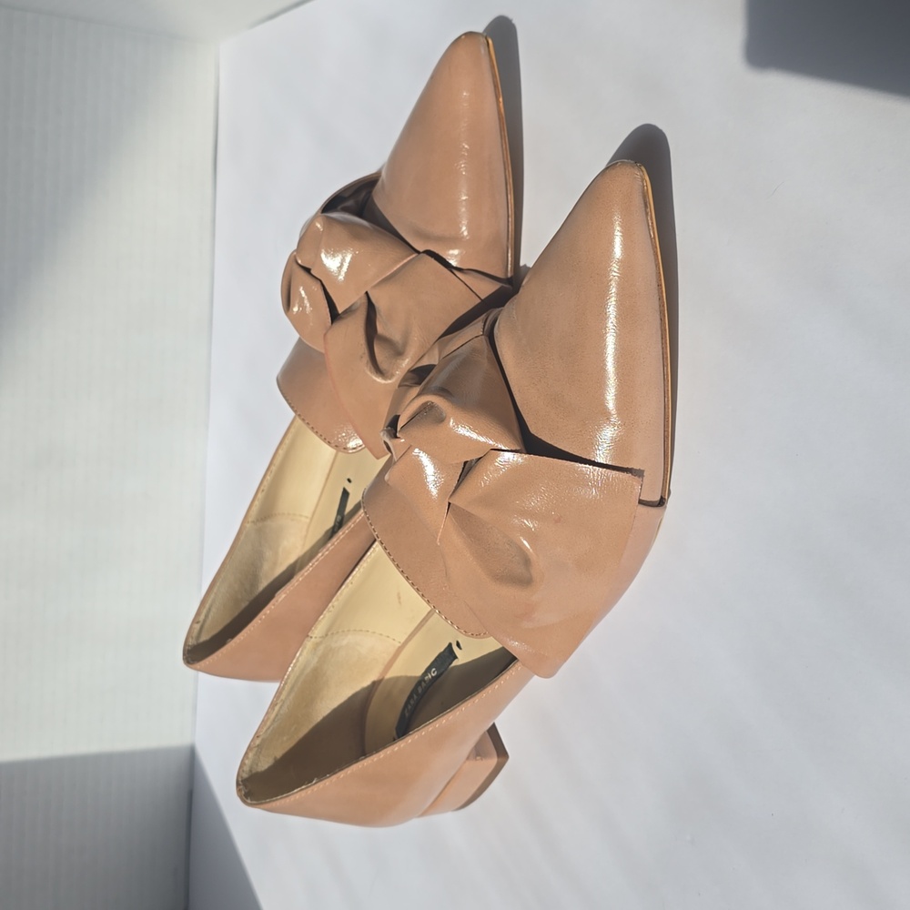 Zara Women's Cream Loafers with Bow Detail